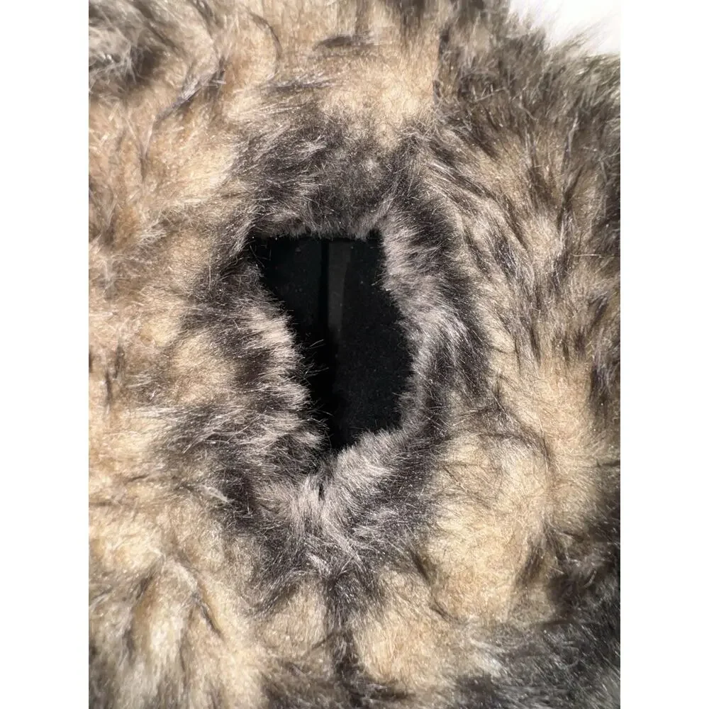 Cougar Winter Boots Women 7M Taupe Suede‎ Faux Fur Fold-Over Buckle Heel Franca
